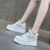 Fashion 8cm Genuine Leather Platform Wedge Shoes Chunky Sneaker White Casual Shoes Comfortable Breathable Spring Autumn Winter Shoes