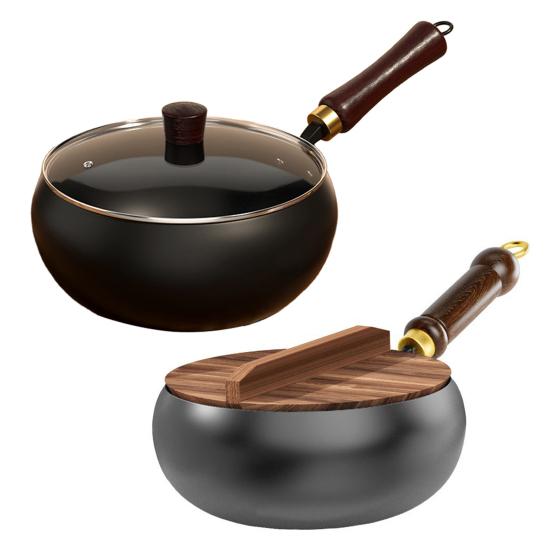 Traditional Wok Pot Hand-Forged Cast Iron Pot Big Belly Frying Pan for Stir-Fry Soup Unique Iron Kitchenware
