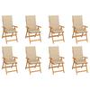 Day and Night - Day and Night Reclining Garden Chairs with Cushions 8 Pcs Solid Teak