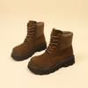 Autumn Winter Thick Sole Lace-Up Riding Boots Women's Suede Patchwork Ankle Boots Platform British Style Casual Platform Shoes