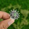 Sterling Silver Oval Natural Ruby Zoisite Stackable Bezel Flower Ring Jewelry