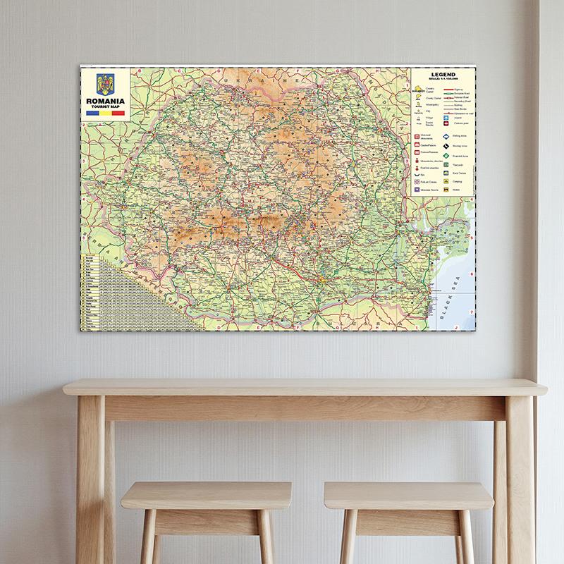 Wall Map,Romanian Map Series Background Cloth Map of Romania Home Wall Decor Painting,Geographical Tools,Tourism/education Tools