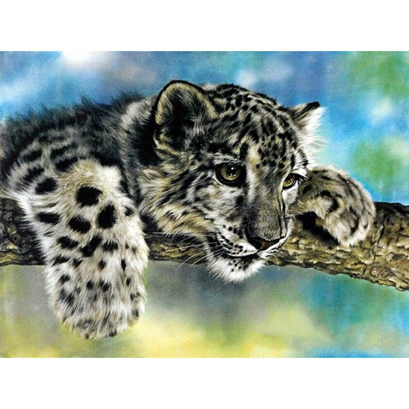 5D DIY Diamond Painting Leopard Embroidery Mosaic Cross Stitch Rhinestone Decoration