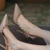 New Women's Classic Solid Color Stiletto Comfort Sandals Brand Designer Fashion Metal Buckle Wedding Party High Heels