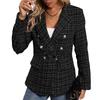 Tweed Women's Blazer Lapel Thin Coat Fashion Casual Top Commuter Single Breasted Long Sleeved Thin Jacket Spring and Autumn
