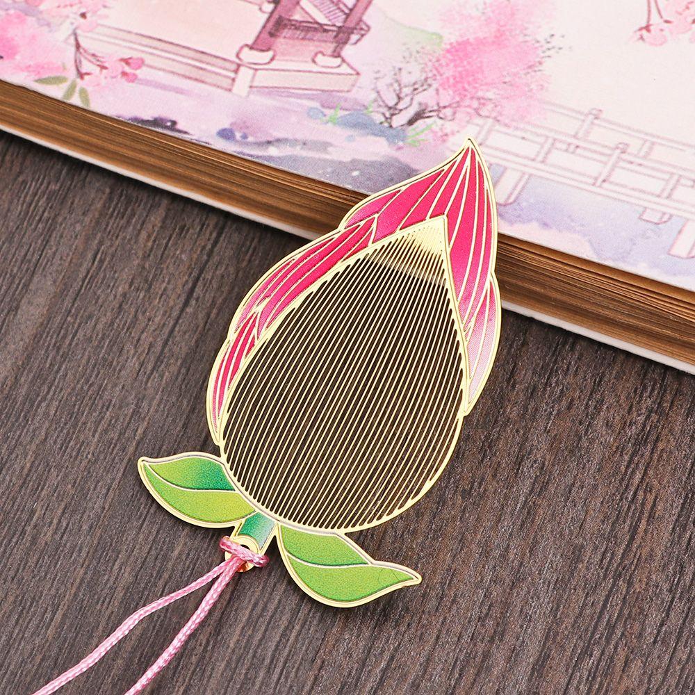 Supplies Hollow Chinese Style Tassel Pendant Painted Pagination Mark Book Clip Brass Bookmark