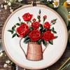 1set Rose Embroidery Material Kit for DIY Cross-stitch, Including Tools and Stitch Tutorials, Suitable for Beginners. Embroidery Fabric Material Kit
