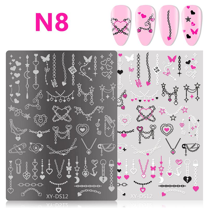 Butterfly Flower Nail Art Stamping Plates Drawing Template Geometric Stripe Line 3D Image Stencil Mold Manicure Template