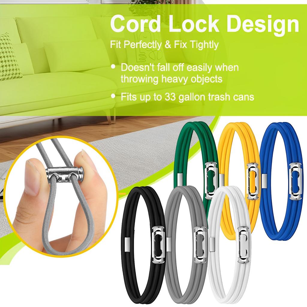 6Pcs Adjustable Trash Can Elastic Rubber Bands Colorful Bands Garbage Bag Buckle Litter Box Bands Kitchen Multifunctional