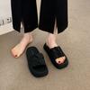 Cool Slippers Women's Summer Wear 2025 New Thick-soled Casual Beach Sandals Fashionable Women's Non-slip One-word Drag for Pregnant Women