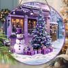 Christmas Wooden Sign with Snowman & Store Showcase Pattern, Purple Christmas Sign for Front Door Wall Hanging Decor, Ideal Christmas Decor