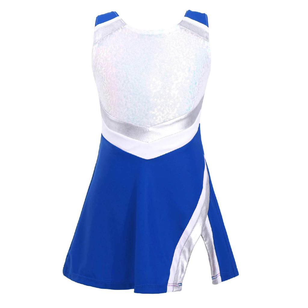 Kids Girls Cheerleading Outfits with Shorts Sleeveless Dress Cheer Uniform Costume