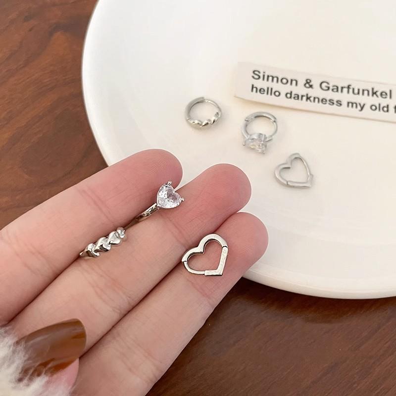 Sweet And Cool 6-Piece Set, Exquisite Zircon Love Earrings, Earrings That Women Do Not Need To Pick When Sleeping, Cold Wind, Personalized