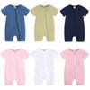 1Pieces Solid Color Breathbale Newborn Jumpsuit Summer Short Sleeve Cotton Baby Boy Girl Romper