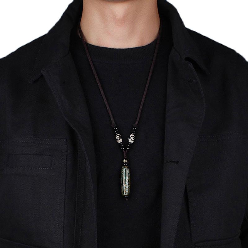1PC Portable Natural Tibet Bead Good Luck Gift Versatile Nine Eye Tibet Dzi Pendant Choker Nacklace