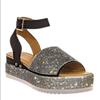 Spring and Summer New Large-size Muffin Women's Sandals Wind Multi-colored Rhinestone Thick-soled Buckle One-word Sandals Women