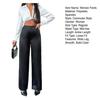 Women Pants Mid-rise Solid Color Loose Fit Wide Leg Design Long Trousers Smooth Satin Casual Trousers Daily Wear