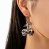 1 Pair Gothic Punk Style Cherry Skull Dangle Earrings, Skeleton Ghost Earrings Suitable for Women To Wear On Halloween