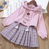 Spring Autumn Girls' Skirt Suit Children's Sweatershirt Girls Clothes Childen Hooded Long Sleeve Casual Tunic Short Skirt