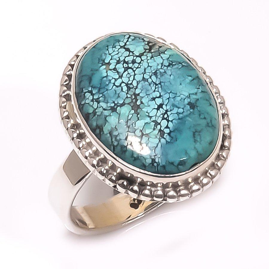 Natural Tibetan Turquoise Gemstone 925 Solid Sterling Silver Gift Ring S.7 o7D17