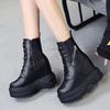 Fashion 11CM New Women Autumn Ankle Boots Increase Platform Zipper Sneakers Woman Leather Boots High Heels Winter Motorcycle Boots