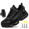 Rotary Buckle Work Boots For Men Safety Steel Toe Shoes Breathable Indestructible Anti-Smash Shoes Puncture-Proof Work Shoes