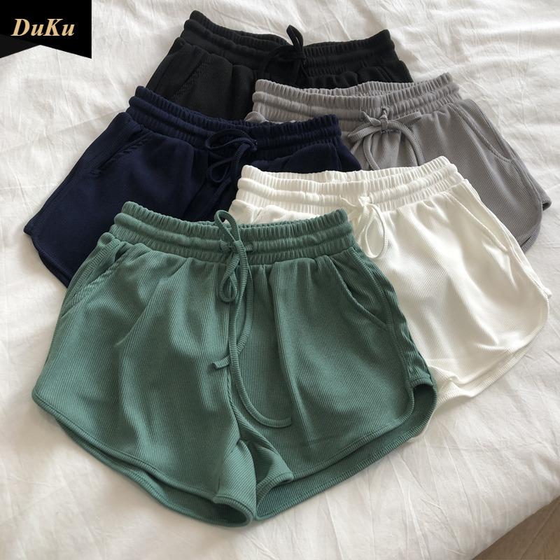 Ice Silk Thread Shorts Women's Summer Korean Version Loose Tight Waist Wide Leg Pants Elastic Sports Pants Slimming Hot Pants