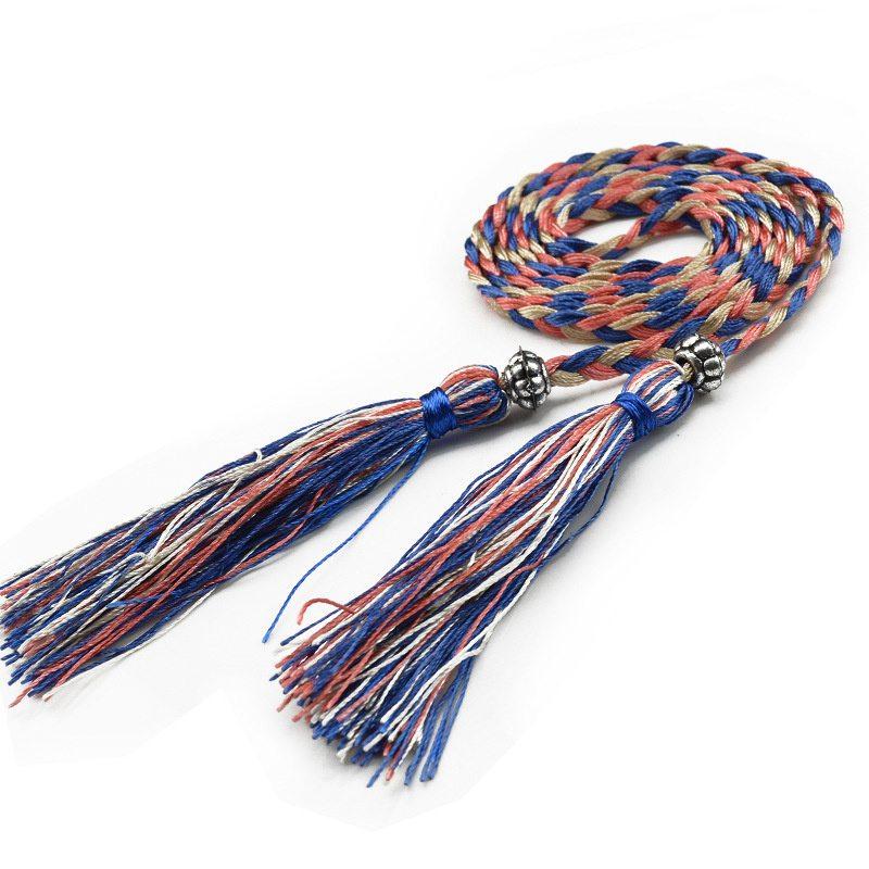 Women's Belt Woven Tassel Waist Strap Student Belt Thin Waist Chain Bow Rope Skirt Knotted Decorative Korean Style
