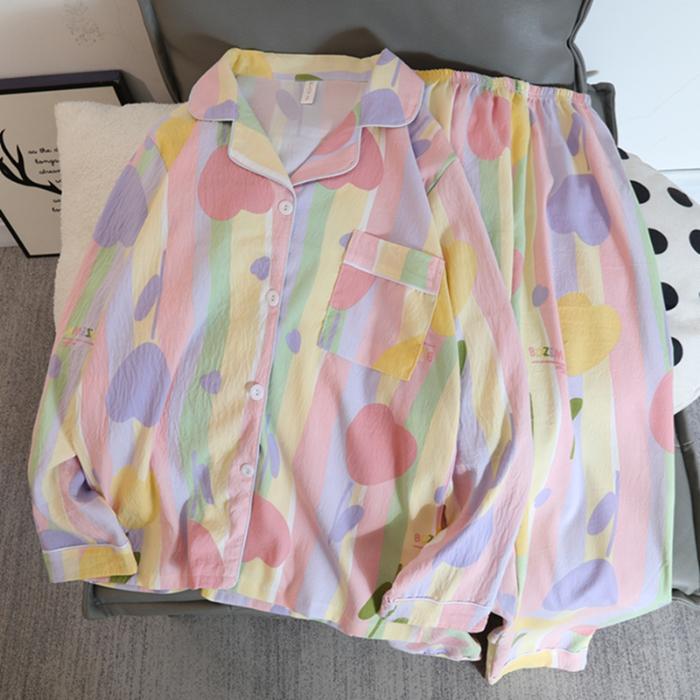 Женская пижама осень-весна с длинным рукавом, мягкий комплект для сна с вишневым цветочным рисунком, пижама для женщин, домашний комплект для сна, кардиган