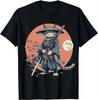 Japanese Samurai Cat Tattoo Kawaii Ninja Cat T-shirt Street Cool Casual Wear Women's Clothing Top Camisetas