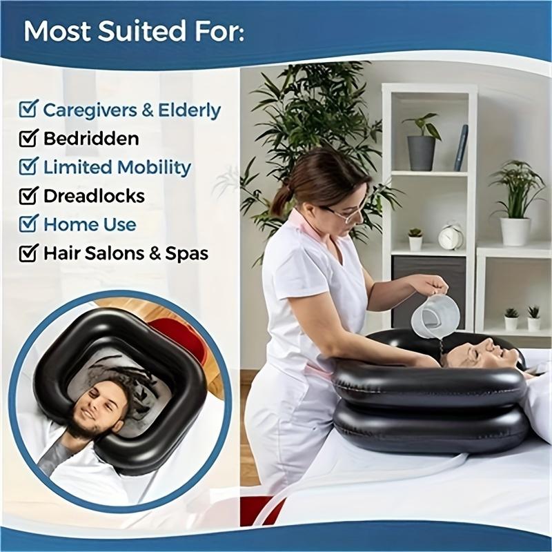 Portable Inflatable Shampoo Basin with Adjustable Neck Support, PVC Hair Washing Sink for Bedridden, Elderly, Home Use