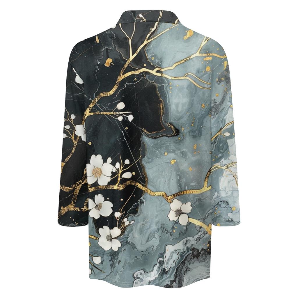 Women's Summer Fashion Casual Print V-Neck Three Quarter Sleeve Shirt Top