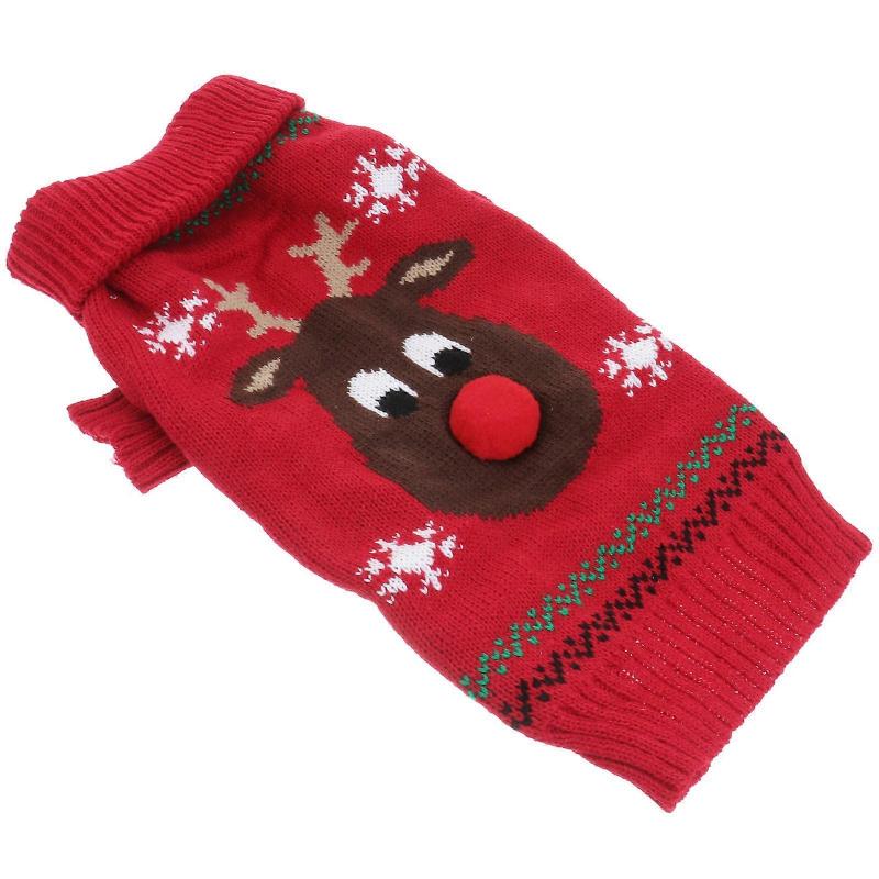 Pet Christmas Clothes Dog Sweater for Festive Wear 2Pcs Red Winter Outfit