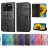 PU Leather Protective Case Emboss Sunflower Folio Magnetic Card Slots Holder Kickstand Wrist Strap Flip Case for Xiaomi 11 12T 13 Pro Poco M4 X3 Redmi