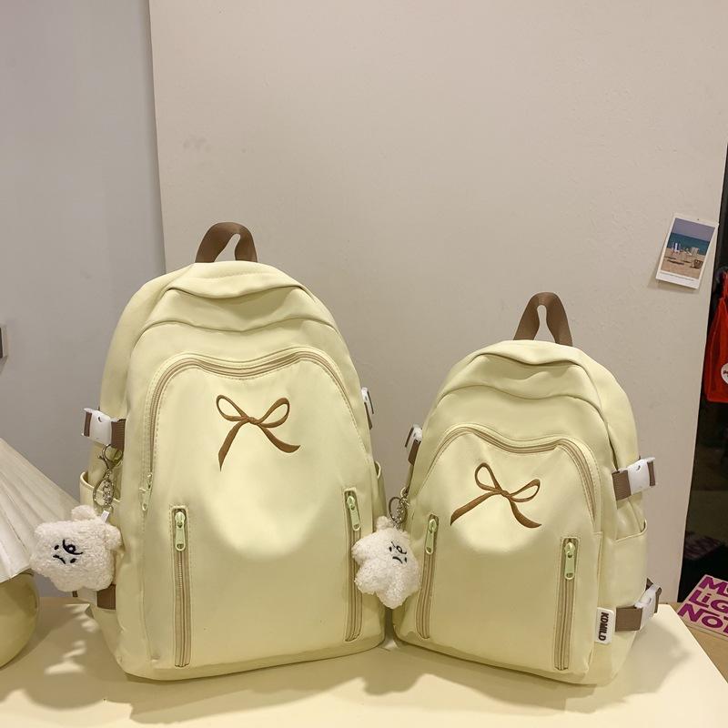 Рюкзак с бантом и принтом, однотонный студенческий школьный женский рюкзак большой емкости