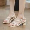Soft Leather Open-toed Sandals Women's Summer 2025 New Temperament Thick Heel Strap High Heels Fashion Versatile Roman Shoes