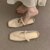 New Retro Flat Shoes Summer New Square Toe Fishing Net Breathable Hollow Outside Wear Slip-on Baotou Half Slippers