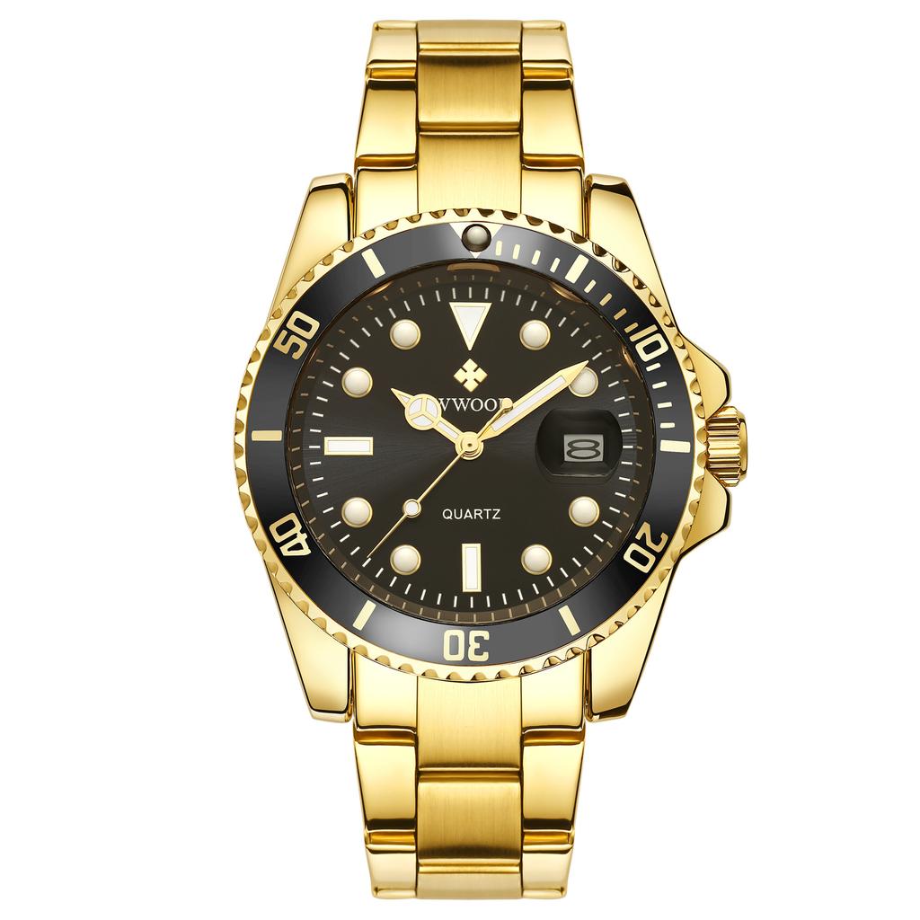 WWOOR Luxury Watches for Men Fashion Quartz Business Wristwatch Waterproof Green Water Ghost Watch Mens Watch