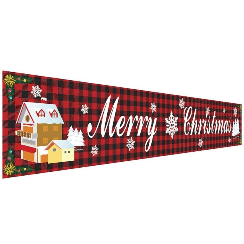 Merry Christmas Banner Flag Pulling Xmas Santa Claus Hanging Decor Outdoor