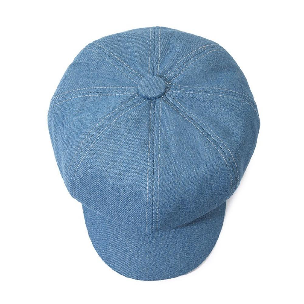 Vintage Octagonal Caps Back Closed Newsboy Cap Fashion Women Denim Beret  Unisex