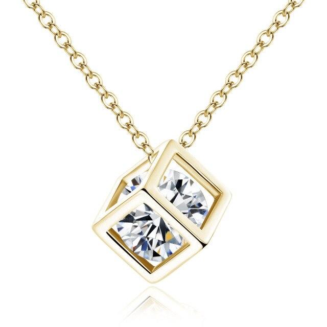 Sale Water Cubic Zircon Necklace Rubik 'S Cube Pendant Necklace For Ladies Party Birthday Present