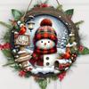 7.9" Christmas Wreath Centerpiece Decoration - Acrylic  Round Holiday Wall Door Hanging Ornament Snowman Christmas Home Decor