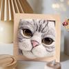 Photo Frame Ornaments with Shaping Base Wool Felt Interactive Lovely Cat Head Doll Knitting Kit Household Supplies
