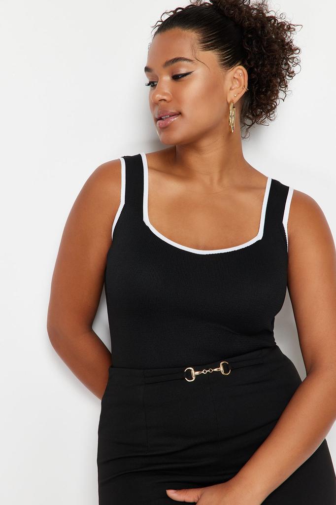 Women's Style Plus Size Navy Blue Bodycon Knitwear Blouse