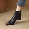 Fashion 2025 New Autumn Women Boots Genuine Leather Women Shoes Pointed Toe Chunky Heel Shoes Modern Ankle Boots Concise Chelsea Boots
