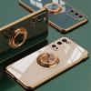Luxury Plating Soft Silicone Magnetic Ring Stand Cover Case For Samsung Galaxy S25 S24 FE S23 Ultra S22 Plus S21 Ultra S20 FE A16 A55 A15 A35 5G