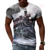 Retro Steam Locomotive The Starting Point Of The Industrial Revolution Hip Hop Men T-shirts 3D Print Round Neck Tee Short Sleeve