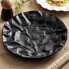 Wrinkled Texture Shallow Plate Frosted Ceramic Tableware Salad Plate Dessert Dish Snack Plate Artistic Conception Tableware