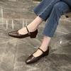 Fashion Women Flats Mary Jane French Style  One Strap Buckle Shoes Woman Sheepskin On Flat Heel 3.5cm Spring Autumn Vintage Simple Shoes