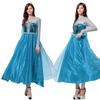 Frozen Princess Elsa Dress Long Sleeve Dress Halloween Costume Cinderella Queen Show Costume